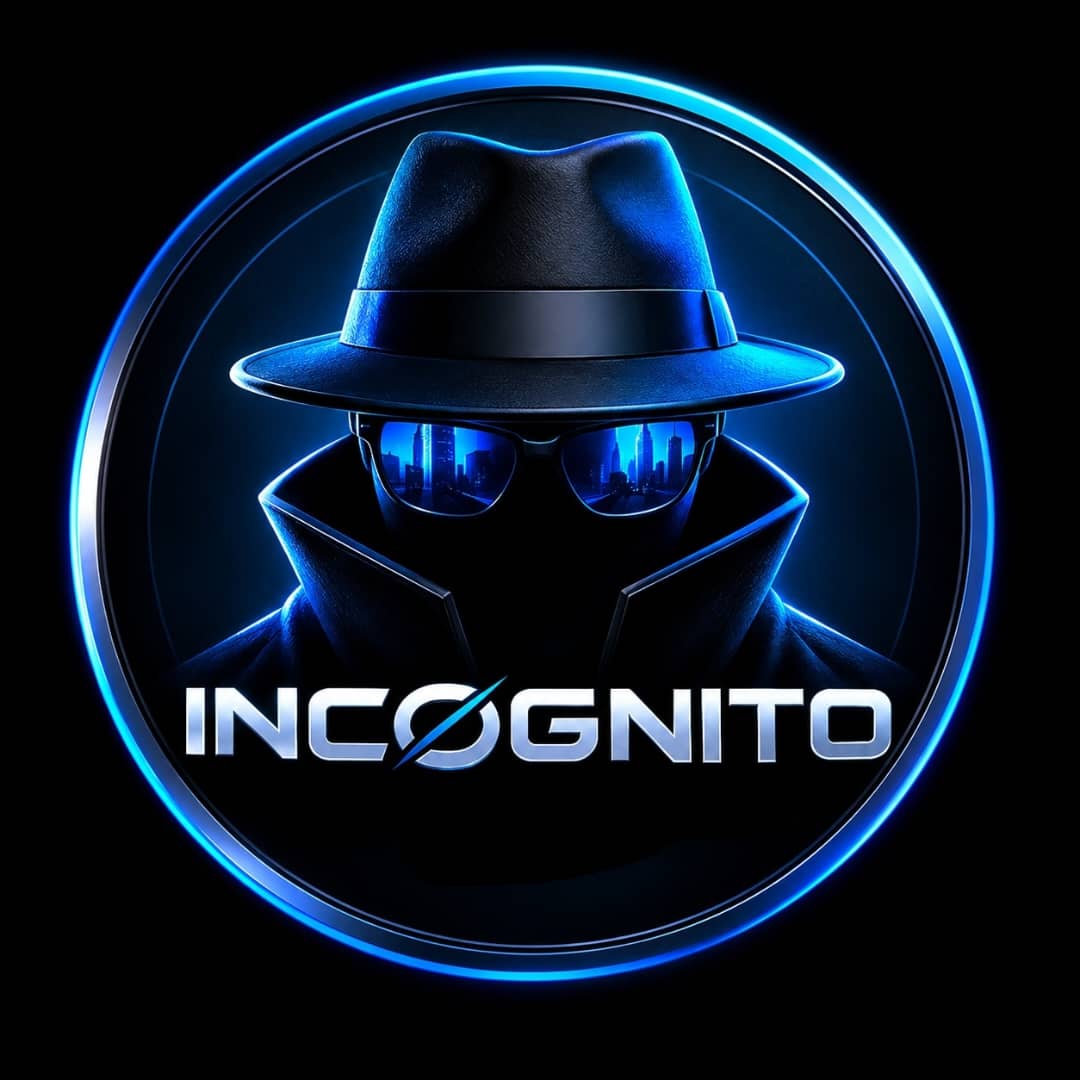 INCOGNITO emblem — a figure in a hat and mirrored glasses